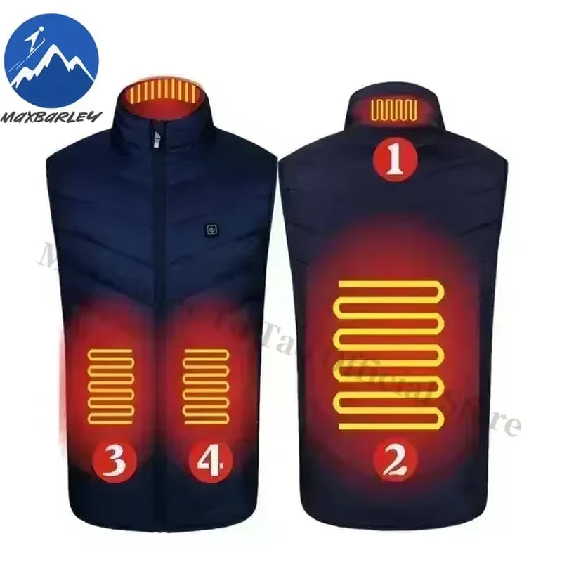 21 Zone Heating Vest Mens USB Infrared Thermal Jacket Smart Heated Clothes New Winter Cold-Proof Thick Sleeveless Coat Hiking