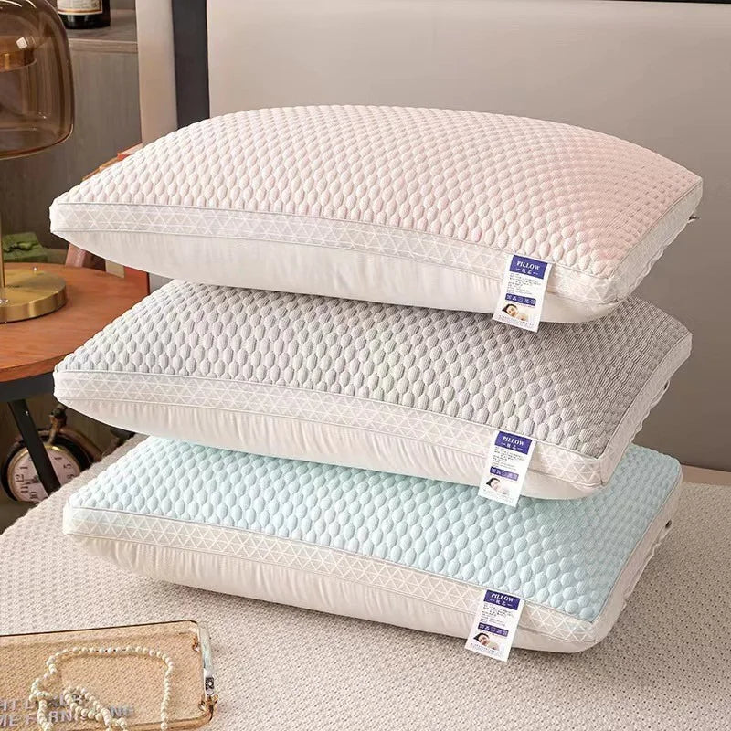 1PC Summer Cooling Ice Silk Pillow Breathable Mesh Edges 3D Ergonomic Cervical Support Pillow Core for Home Hotel 2025 New