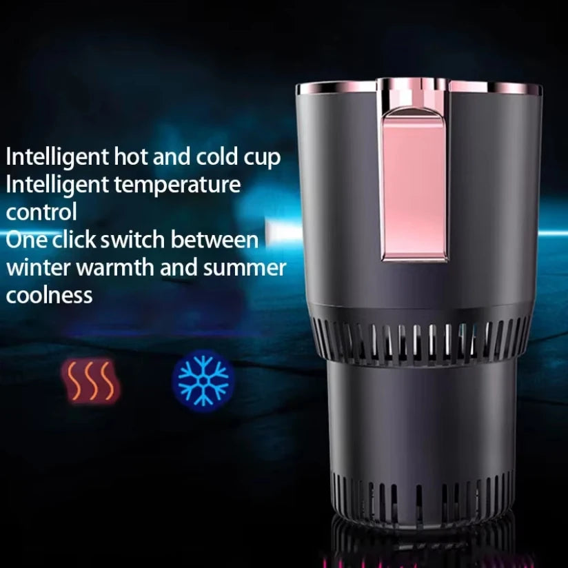 2-In-1 Smart Cooling Heating Car Cup Holder Intelligent Hot and Cold Cup Holder Mini Car Refrigerator Office Cooling and Heating