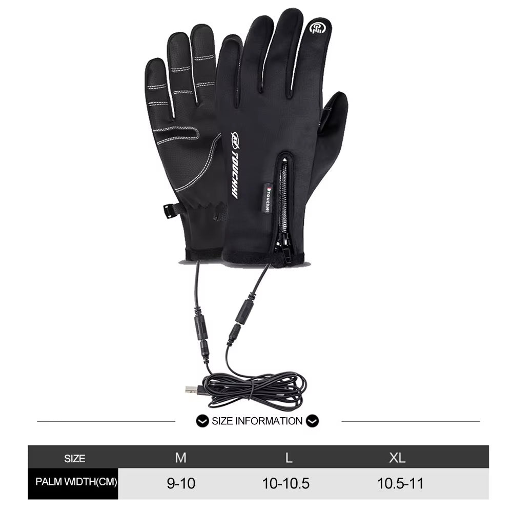 USB Touch Screen Gloves Electric Heated Hand Warmer Winter Warm Electric Heated Gloves Heated Motorcycle Gloves for Women Men