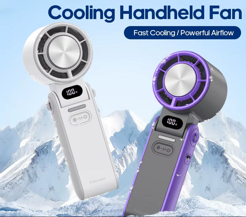 Outdoor Foldable Portable Handheld Fan Mini Cooling Rechargeable 3600Mah 100-Level Free Control High Speed Turbo Fan