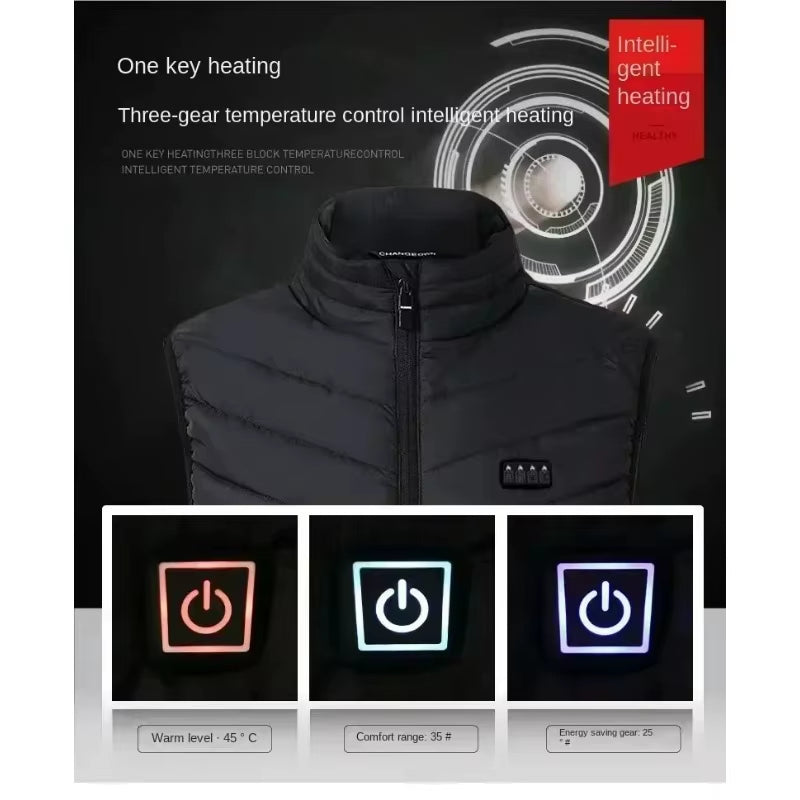 21 Zone Heating Vest Mens USB Infrared Thermal Jacket Smart Heated Clothes New Winter Cold-Proof Thick Sleeveless Coat Hiking