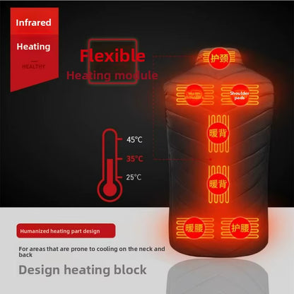21 Zone Heating Vest Mens USB Infrared Thermal Jacket Smart Heated Clothes New Winter Cold-Proof Thick Sleeveless Coat Hiking