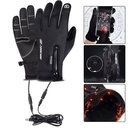 USB Touch Screen Gloves Electric Heated Hand Warmer Winter Warm Electric Heated Gloves Heated Motorcycle Gloves for Women Men