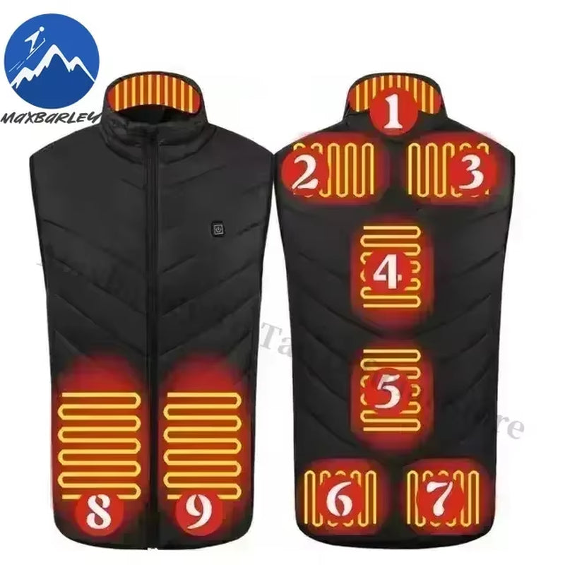 21 Zone Heating Vest Mens USB Infrared Thermal Jacket Smart Heated Clothes New Winter Cold-Proof Thick Sleeveless Coat Hiking
