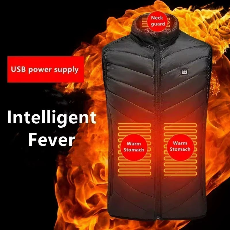 21 Zone Heating Vest Mens USB Infrared Thermal Jacket Smart Heated Clothes New Winter Cold-Proof Thick Sleeveless Coat Hiking